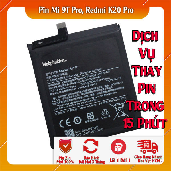 Pin Webphukien cho Xiaomi Mi 9T Pro, Redmi K20 Pro Việt Nam - BP40 4000mAh 